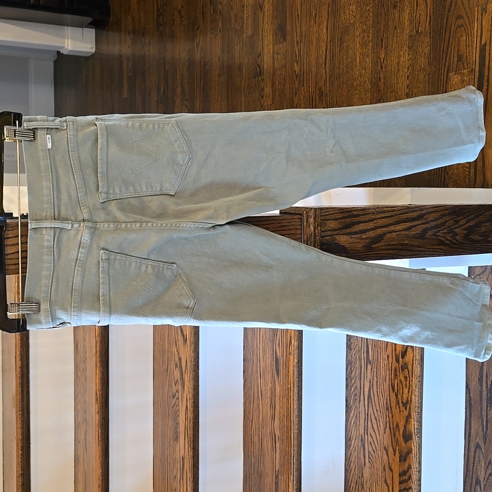 MOTHER High-Rise Olive Green Straight Jeans - Picture 8 of 15
